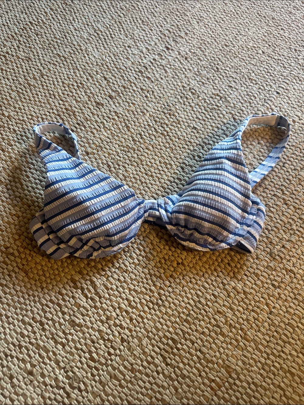 Splendid Blue & White Striped Bikini Top
